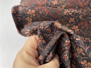 Canvas dekostof - skønne små blomster i brune toner